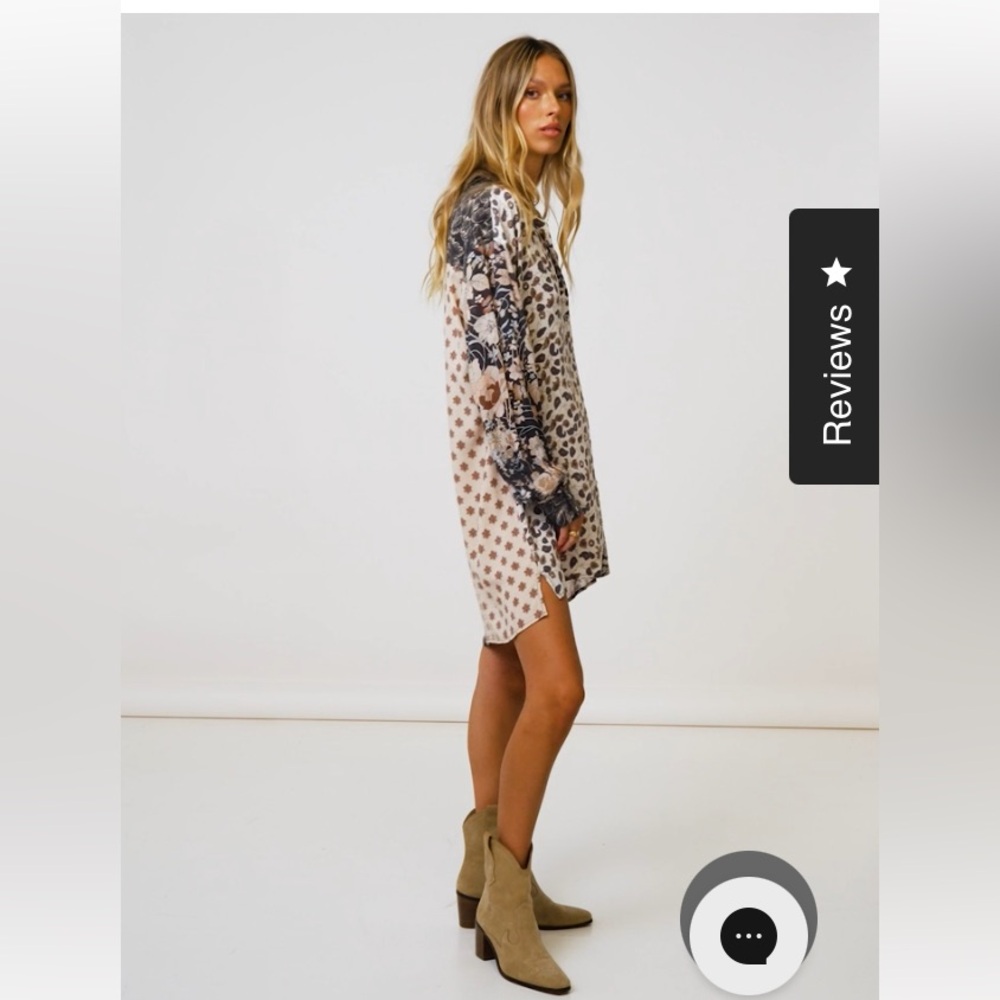 Spell RENEW PATCHWORK SHIRT DRESS medium NWT - Picture 8 of 16